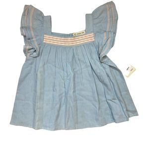 Tucker + Tate Blue Flutter Sleeve Top‎ 5 New